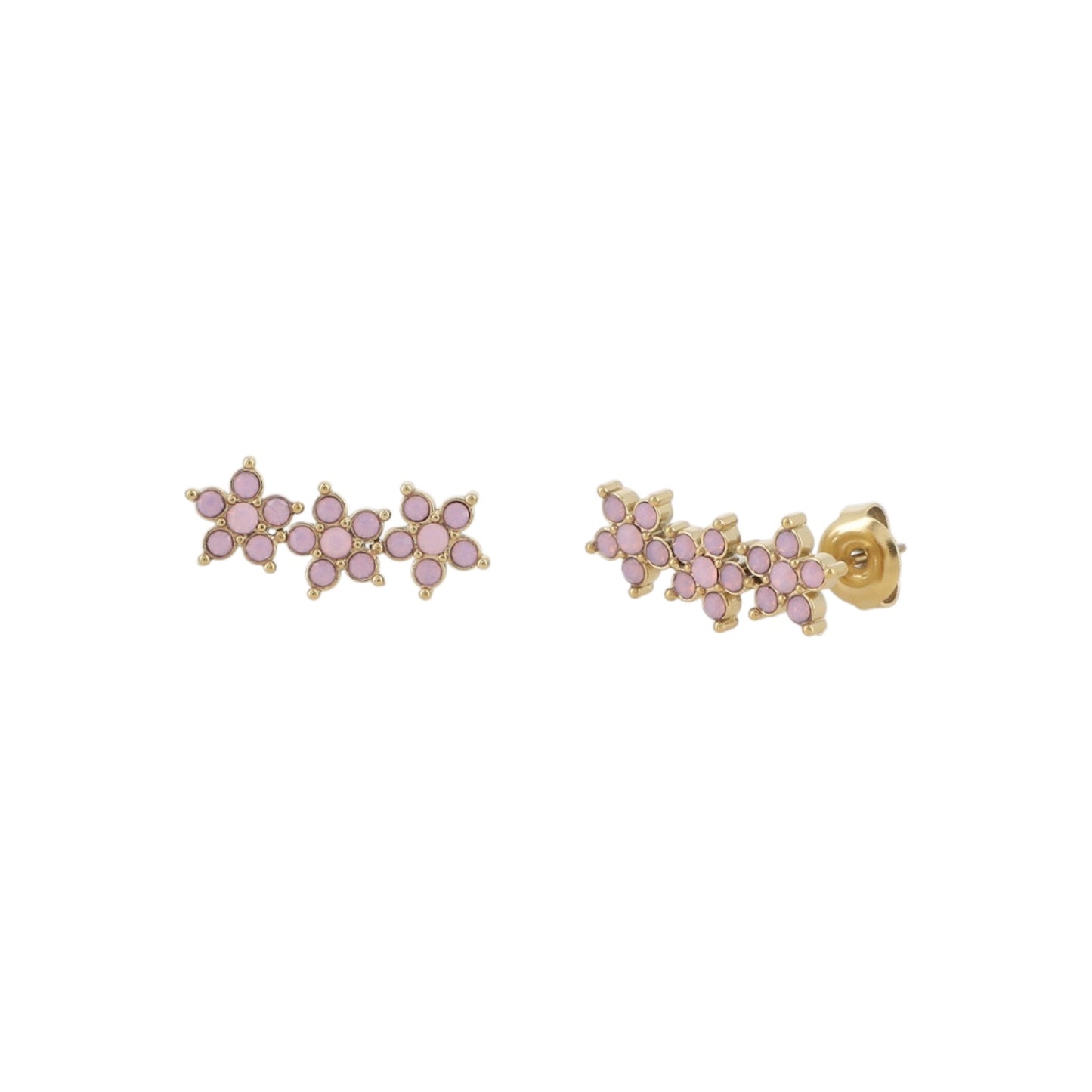 Ceres - Boucles puces 3 fleurs et oxydes de zirconium