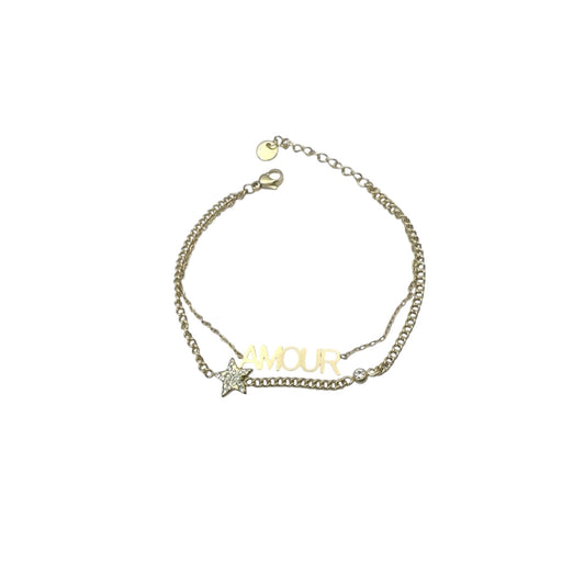 Amour  - Bracelet double chaîne amour