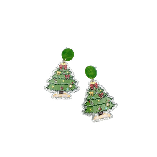 Sapin - Boucles d'oreilles acrylique