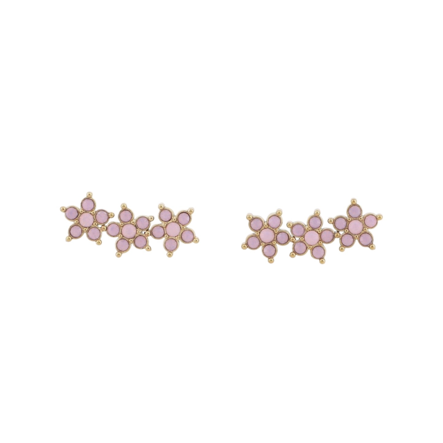 Ceres - Boucles puces 3 fleurs et oxydes de zirconium